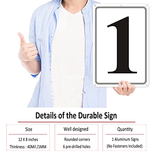 premium aluminum number signs 1 metal 1234 x 834 numbered signs outdoor for parking lots floor dock court aisle field high visibility no fade weather-resistant