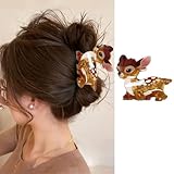 Deer Hair Clips for Women Christmas Reindeer Hair Claw Clips Cute Strong Hold Brown Fawn Hair Jaw Clip Non-slip Animal Hair Barrettes Christmas Holiday Hair Accessories for Thick Thin Hair Decoration