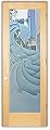Frosted Glass Interior Door - High Seas - 3D Enhanced Clear - Oceanic - 28" x 84" - Knob on Left - Pull Open - Maple