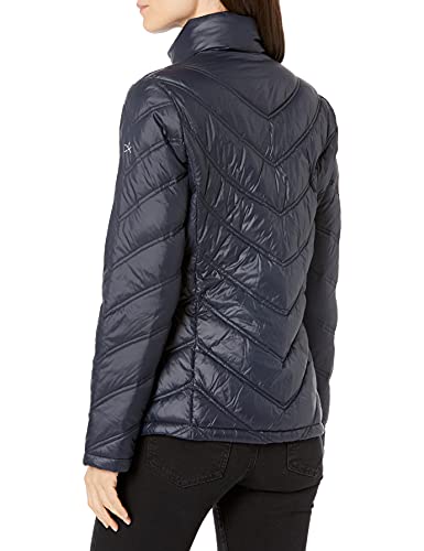 Calvin Klein Women's Lightweight Chevron Quilted Packable Down Jacket, Navy, Large #TOP1
