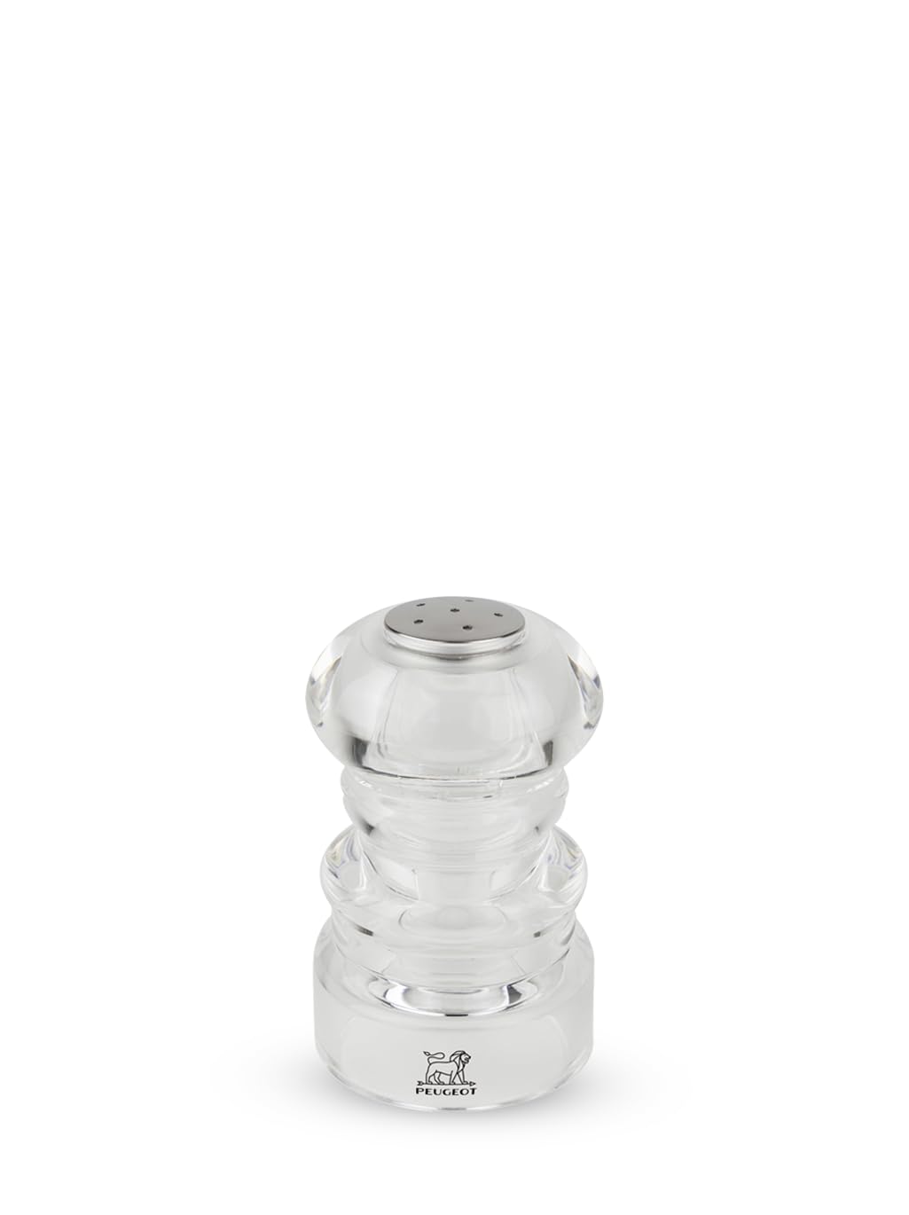 Peugeot Nancy Salt Shaker 9cm Durable Acrylic, Transparent Design, Traditional Shape Made in France, Lightweight 100g