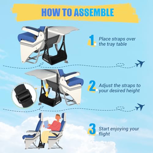 Airplane Foot Hammock, No Collapse Foot Rest for Plane Travel with Extended Adjustment Strap, Portable Desk Foot Hammock with Thickened Foam, Foot Sling Travel Essentials to Relax Your Feet - Image 5