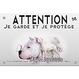 Plaque plastique Attention au chien dogo argentin