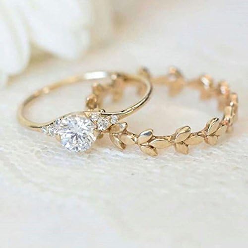 Women 18K Yellow Gold Filled White Sapphire Floral Ring Set Wedding Jewelry New (9)