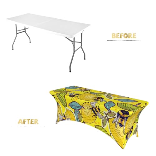 Housse de table extensible jaune citron EdWal 1,8 m pour vos réceptions - 5