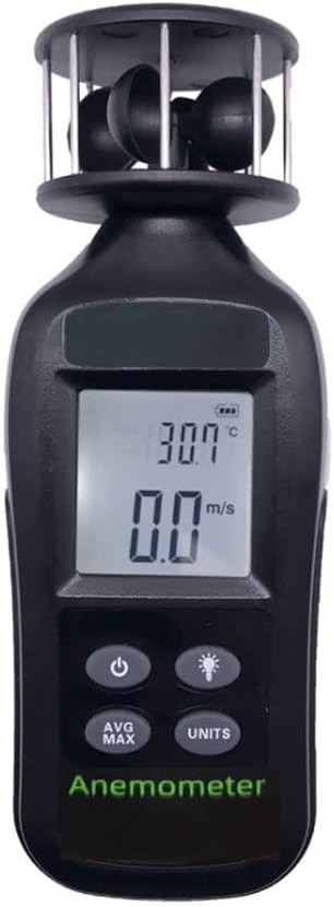 Digital Anemometer Handheld Wind Speed Meter Air Flow Velocity Temperature Measuring Wind Chill with Thermometer LCD Backlight for Sailing Surfing Fishing Etc