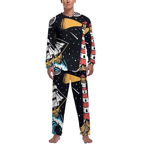 Pijama homme ensemble de nuit manche longue et pantalon Lighthouse Space