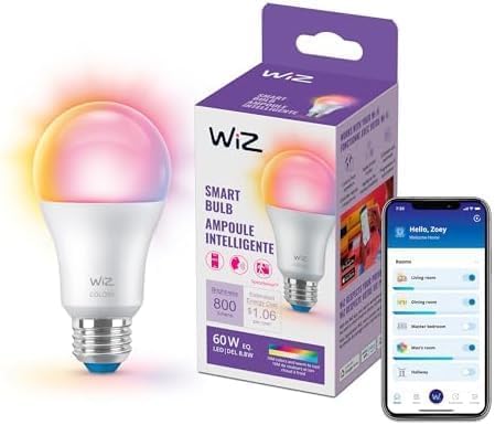 Image of WiZ LED Smart Light Bulbs,Sunset to Sunrise Automation + Motion Detection + Control with Voice or App,Full Color A19 60W 800LM E26 Indoor,Matter Compatible,(Pack of 6)
