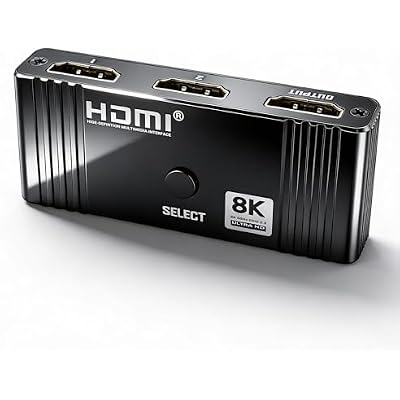 HDMI 2.1 Bi-Directional AB Switch 8K60Hz 2X1 HDMI Switcher with Remote Control Compatible with Laptops PC Xbox Series PS5 / PS4 Projector and More