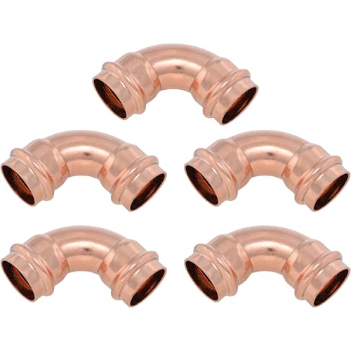 Image of SharkBite 1 x 1 Inch 90 Degree Elbow, Copper Press Plumbing Fitting, Pack of 5, UPR260X5
