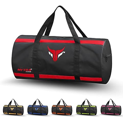 Mytra Fusion Kit Bag - Duffle Bag with Adjustable Shoulder Strap Gym Bag for Men & Women Travel, Weekend, Sports Bag (Black/Red) Cover
