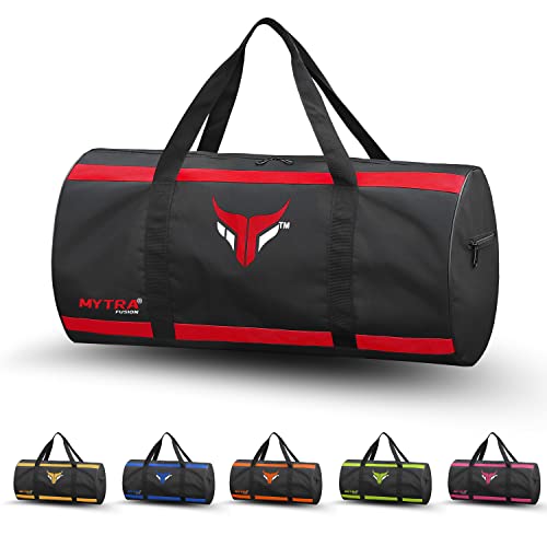 Mytra Fusion Kit Bag - Duffle Bag with Adjustable Shoulder Strap Gym Bag for Men & Women Travel, Weekend, Sports Bag (Black/Red)
