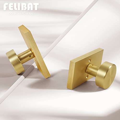 Felibat Gold Dummy Door Knob Interior,Bifold And Closet Door Knobs,Satin Brass Dummy Door Handles,2 Pack #TOP1