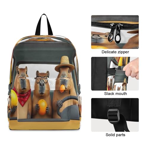Dussdil Funny Capybara Driver Cars Kids Backpack Backpacks for Boys Girls Teen School Bookbag Laptop Bag Daypack Large Travel Sports Bags4