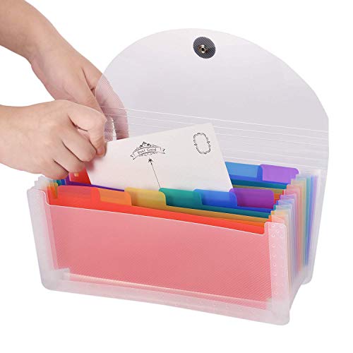 Trieur Accordéon pour Réductions, Chèque, UBAYMAX Pochettes et Trieurs à Soufflets A6 Porte Document 13 Colorées Positions, Dossier Extensible de Bureau en Plastique avec élastiques 26 x 13 cm (Blanc)