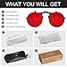 Yvey Unisex Retro 80s/90s Flip-Up Round Sunglasses Steampunk Rave Shades with Double Lenses (Black Frame/Red Lens)
