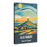 Glastonbury Tor Kunstdruck auf Leinwand, Poster, 