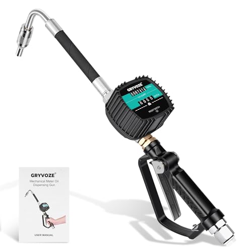 GRYVOZE Mechanical Oil Control Valve Flow Meter Dispenser Nozzle, Pneumatic Oil Gun Dispenser with 1/2