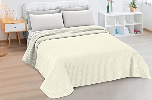 CosiCasa Couvre-lit Double Matelassé Réversible 100 Grammes [250X250 cm] | Printemps/Eté Double Matelassée Bicolore | Double Matelassée (Ivoire/Crème) Cover