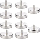 10 Stück Neodym Magnete Ø 25mm mit M5 Gewinde, Extra Starke Magneten, 20kg Haftkraft, Runde Neodym Magnete für Schrauben, Ösen oder Haken, Magnet mit Gewinde