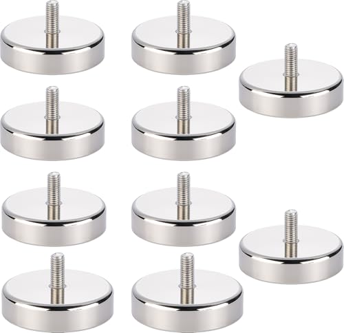 10 Stück Neodym Magnete Ø 25mm mit M5 Gewinde Extra Starke Magneten 20kg Haftkraft Runde Neodym Magnete für Schrauben Ösen oder Haken Magnet mit Gewinde