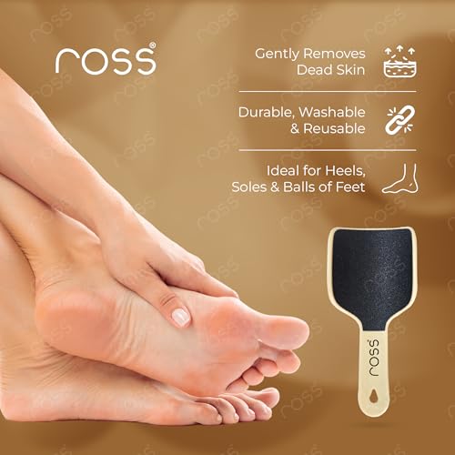Image of Ross Curved Foot File Scrubber - Wide Surface Callus Remover for Cracked Heels & Dead Skin | Pedicure Tool with Anti-Slip Handle & Hanging Loop | Professional Foot Care for Smooth Feet (Beige)