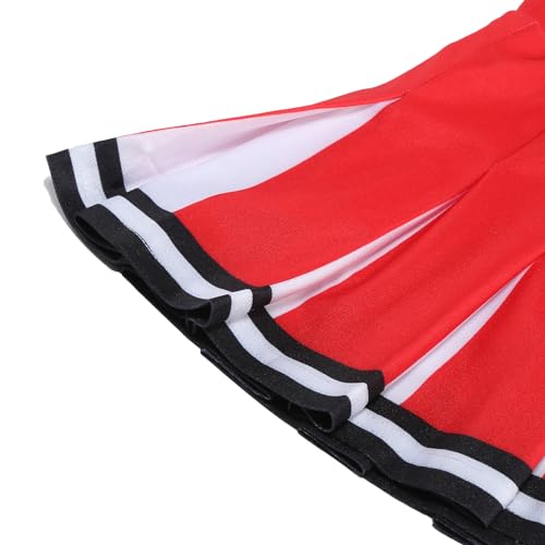 yolsun Cheerleader Costume for Women Red and Black Crossover Halloween Cute Cheerleading Uniform Outfit (Red Black Crossover, Medium)