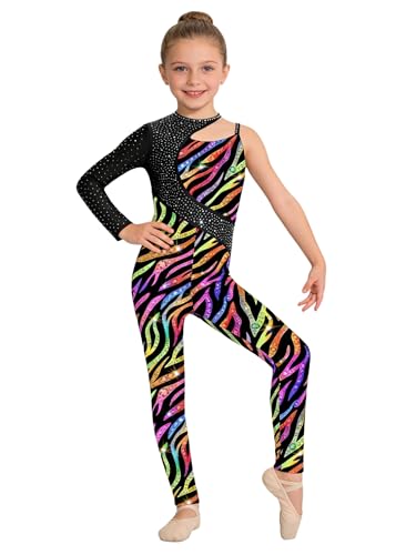 MSemis Bodies de Danza para Ballet Mono de Gimnasia Ritmica Niña de un Hombro con Estampado Maillot Deportivo Entrenamiento Disfraz de Bailarina de Ballet Vistoso 5-6 años