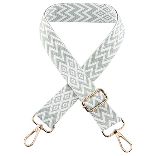 Image of 1pc Extendable Zigzags Jacquard Bag Strap with Clasps Geometric Webbing Belt for Shoulder Crossbag Messenger Bag Replacement (Light Green)