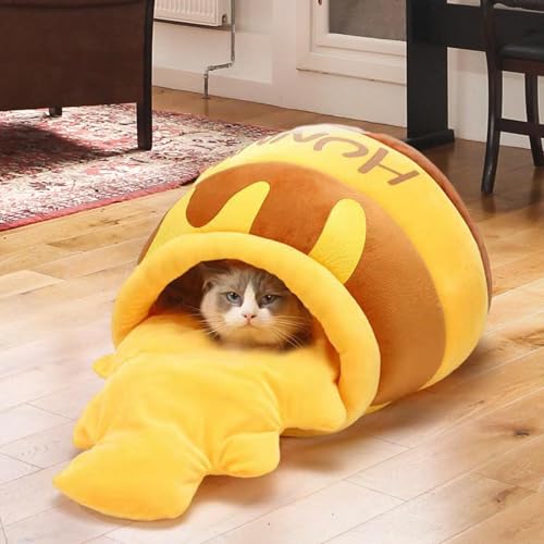 Dualoai Domestic Cat Bed Honey Pot Shape Non-Slip Bottom Removable Cushion Pet Cat Bed Warm Soft Cozy Cave Sleeping Bed - Image 3