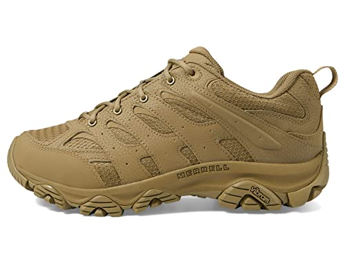 Merrell Men's Moab 3 Tactical Industrial Shoes, Waterproof Coated Leather & Mesh Upper Combat Outdoor Work Boots Industrial Shoe, Dark Coyote, 5.5 by Merrell - Used condition - Image 4
