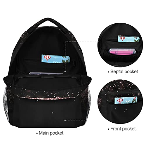 Mochilas escolares Grils para meninos e estudantes, Glitter preto, Mochilas Daypack