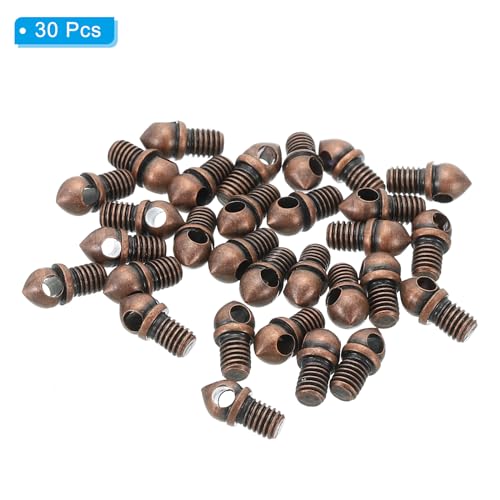 Image of PATIKIL M3x0.5 Eye Bolts, 30 Pack Screw Hook Loop Ring Decorative Light Fixture for Candle Pendant Lamp Chandelier DIY Project, Red Bronze