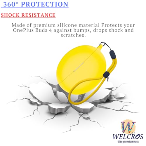 Image of WELCROS Soft Silicone Protective Case Cover for OnePlus Buds 4 (Lanyard Yellow)