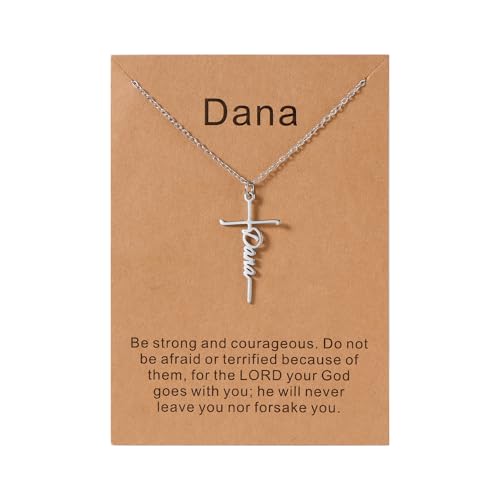 Lcherry Dana Cross Name Necklace Personalized Custom Name Cross Necklace for Women Customized Jewelry Gift for Women