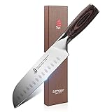 TUO Santoku Knife 7 inch - Kitchen Chef Knife Asian Knives Vegetable Meat Cleaver Knife - German HC Stainless Steel - Ergonomic Pakkawood Handle - Osprey Series with Gift Box