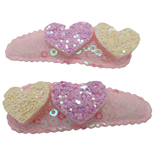 Topkids Accessories Sequin Snaps with Heart Motif Hair Clips Girls Hair Accessories Baby Hair Clips Girls Hair Clips Hair Clips Toddler Pin Curl Clips Kids Kids Hair Accessories (Baby Pink)