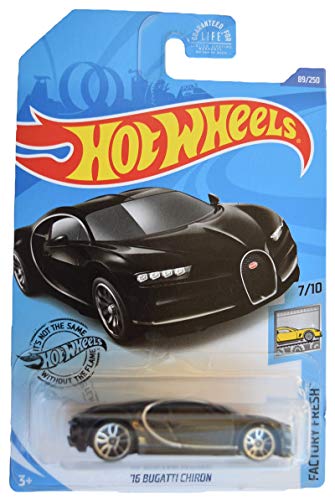 Hot Wheels Bugatti Chiron 1:64 Negro 7 pulg miniatura 1