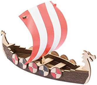 WoodWars Viking Boat Wooden Miniature Tabletop Desktop Warfare Kit - Easy Assembly and Reliable Performance - with Detailed, Full-Color Instruction Guide - 36 Pieces