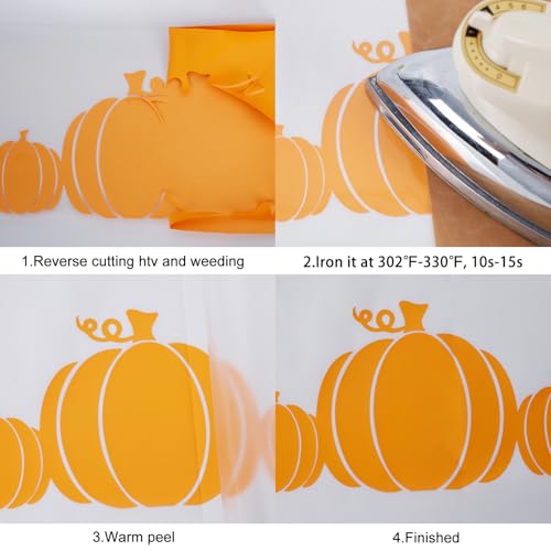 Image of FUNKAKA Heat Transfer Vinyl Rolls, 12 inch x 9ft Light Orange Iron on Vinyl