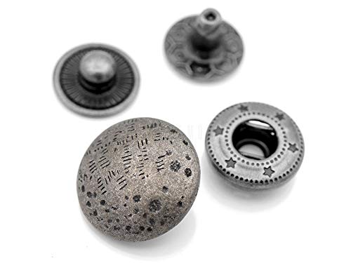 Craftmemore Antique Moon Snap Fastener Closure Buttons Round Popper Snaps Decorative Rivet Stud 18Mm Pack Of 10 (Antique Silver) #TOP14