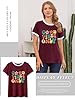 Dresswel Women Good Vibes T-Shirt Flower Graphic Print Tee Shirts Summer Tops(Wine Red,2XL) #3