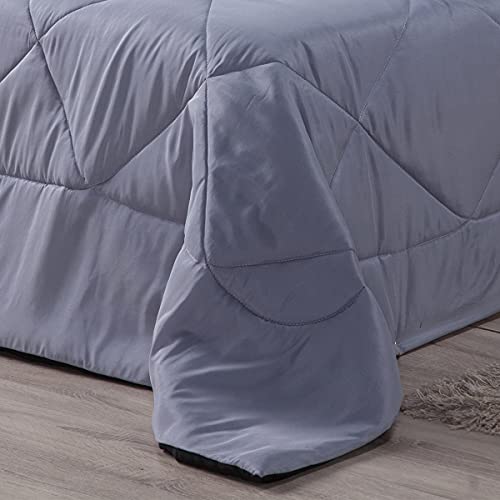 Conjunto Edredom Lençol Ternura Solteiro 04 Peças. Dupla Face (Cinza/Preto)