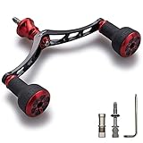 HEIGHTEN 98mm リール ハンドル シマノ(SHIMANO) ダイワ(DAIWA) 通用 スピニングリール 用 TPE Series (ブラック＆レッド) (479)