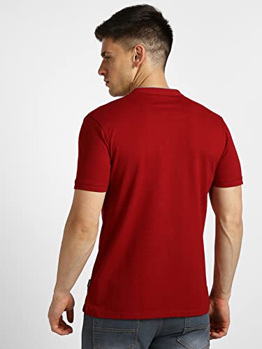 Image of Urbano Fashion Men's Solid Slim Fit Half Sleeve Cotton Polo T-Shirt with Mandarin Collar