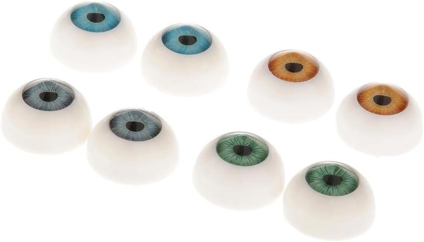 20Mm Doll Eyes for Crafts, DIY Supplies for Doll Making, Acrylic Half Round Eyeballs for Porcelain and Vinyl Dolls, 8 Pcs