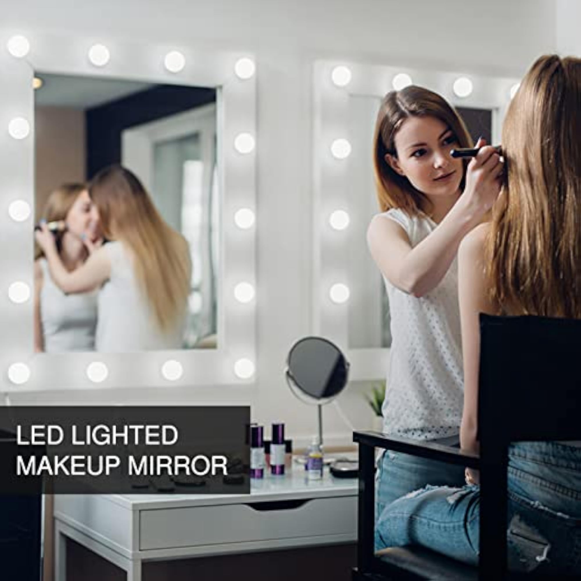 Hollywood Style LED Vanity Makeup Mirror Lights Kit with Adjustable Brightness