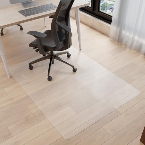 Office chair mat for hard floors, 55" x 35" clear desk chair protector
