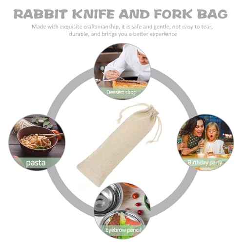 Bolsa de vajilla de algodón beige para proteger tus cubiertos limpios en cualquier lugar 4