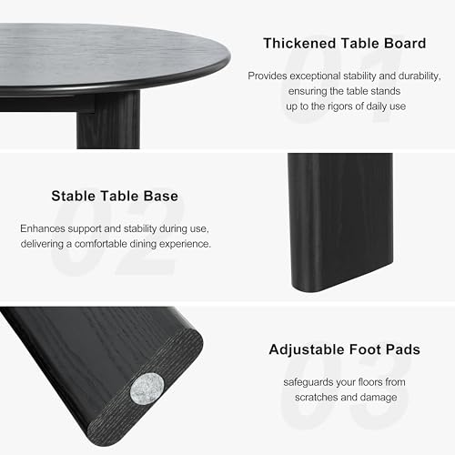 Image of Casaphoria 67 inch Farmhouse Dining Table for 6，Wood Oval Living Room Table, Modern Kitchen Table with Sturdy Base & Thickened Tabletop, Easy to Assembly & Clean, Black